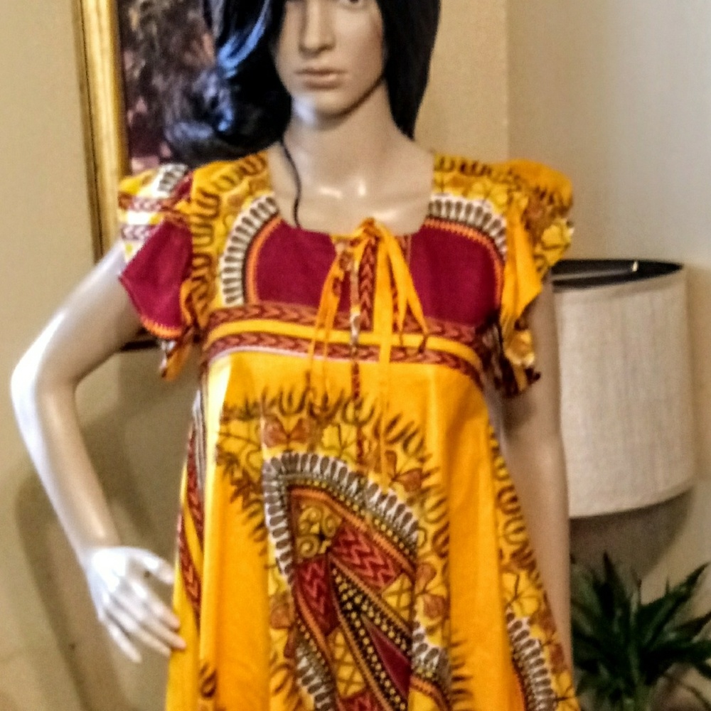 African print short dress
